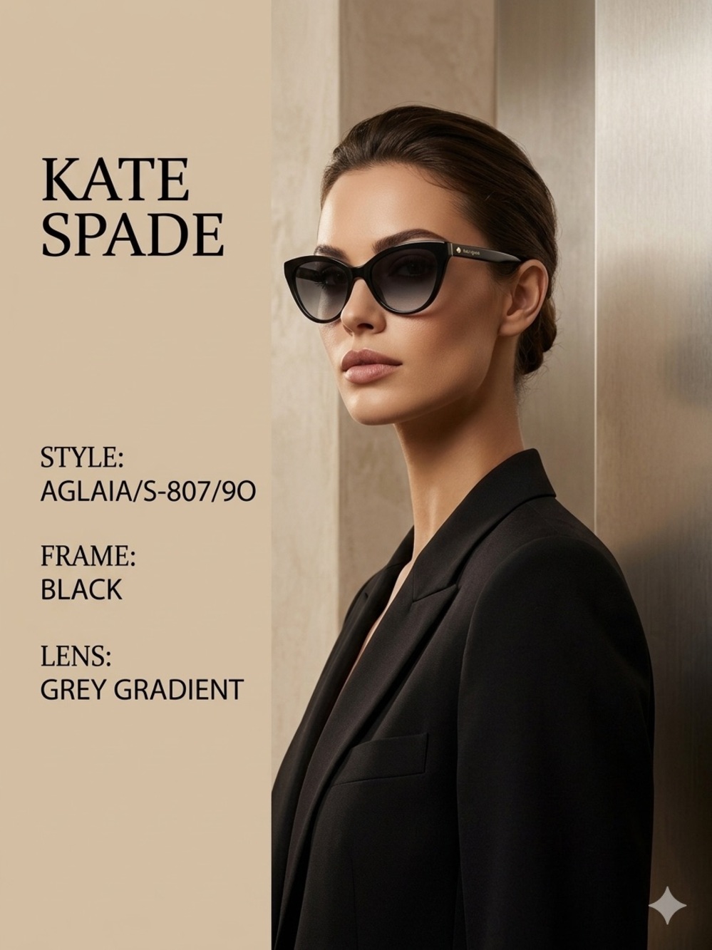kate spade Black Cat-Eye Sunglasses with Grey Gradient Lenses